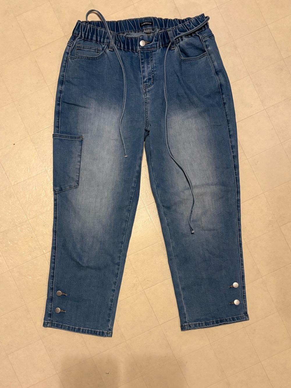 Flamingo Jeans with Drawstring Waist - Blue Denim Size 2XL Will Fit 14/16